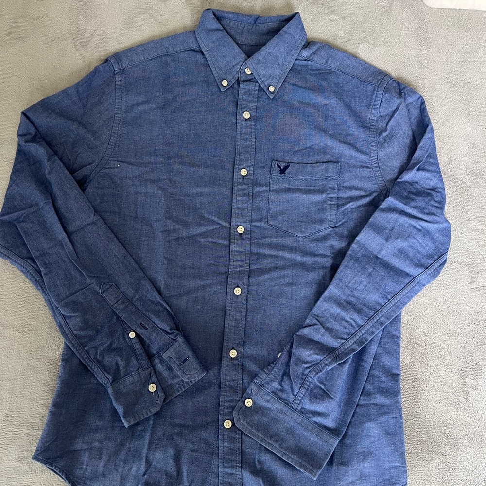American Eagle Outfitters Denim Blue Casual Shirt